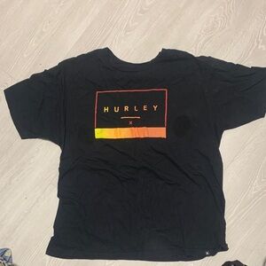 Hurley Black T-Shirt with Orange and Yellow Logo